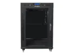 LANBERG free standing rack 19inch cabinet 15U 600×600 glass door LCD flat pack black
