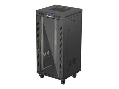 LANBERG Rack Cabinet 19inch Free-Standing 24U/600X600 FLAT PACK With Glass Door LCD black V2