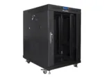 LANBERG free standing rack 19inch cabinet 15U 600×800 glass door LCD flat pack black