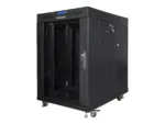 LANBERG free standing rack 19inch cabinet 15U 600×800 glass door LCD flat pack black