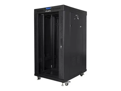 LANBERG FF01-6822-12BL free-standing rack 19inch self-assembly flat pack 22U/ 600x800mm black with glass door LCD