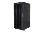 LANBERG free standing rack 19inch cabinet 27U 600×800 glass door LCD flat pack black