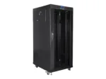 LANBERG free standing rack 19inch cabinet 27U 600×800 glass door LCD flat pack black