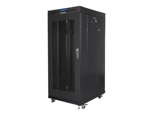 LANBERG free standing rack 19inch cabinet 27U 600×800 mesh door LCD flat pack black