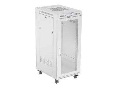 LANBERG free standing rack cabinet 19/27U 600×800 mesh door LCD flat pack grey