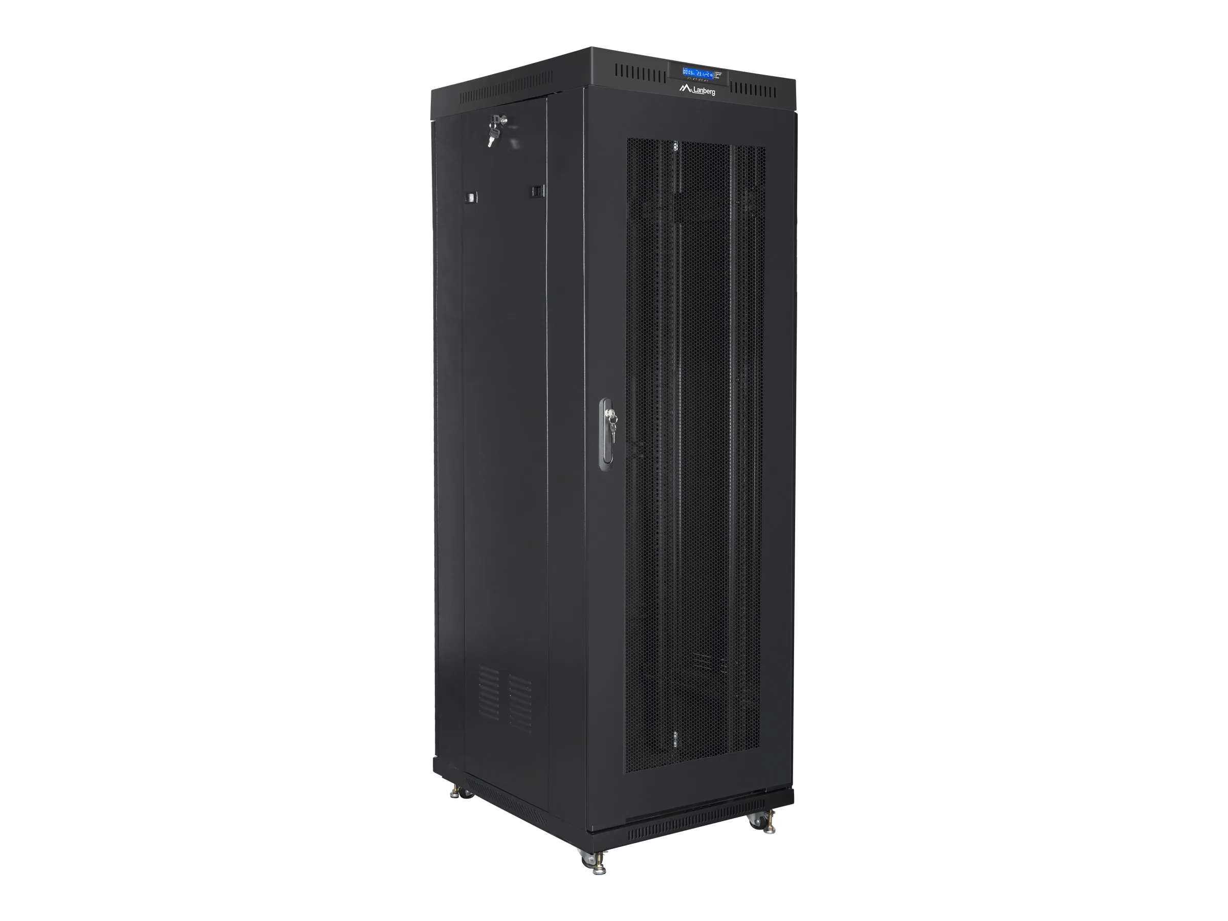 also-ff01-6837-23bl LANBERG free standing rack 19inch cabinet 37U 600×800 mesh door LCD flat pack black