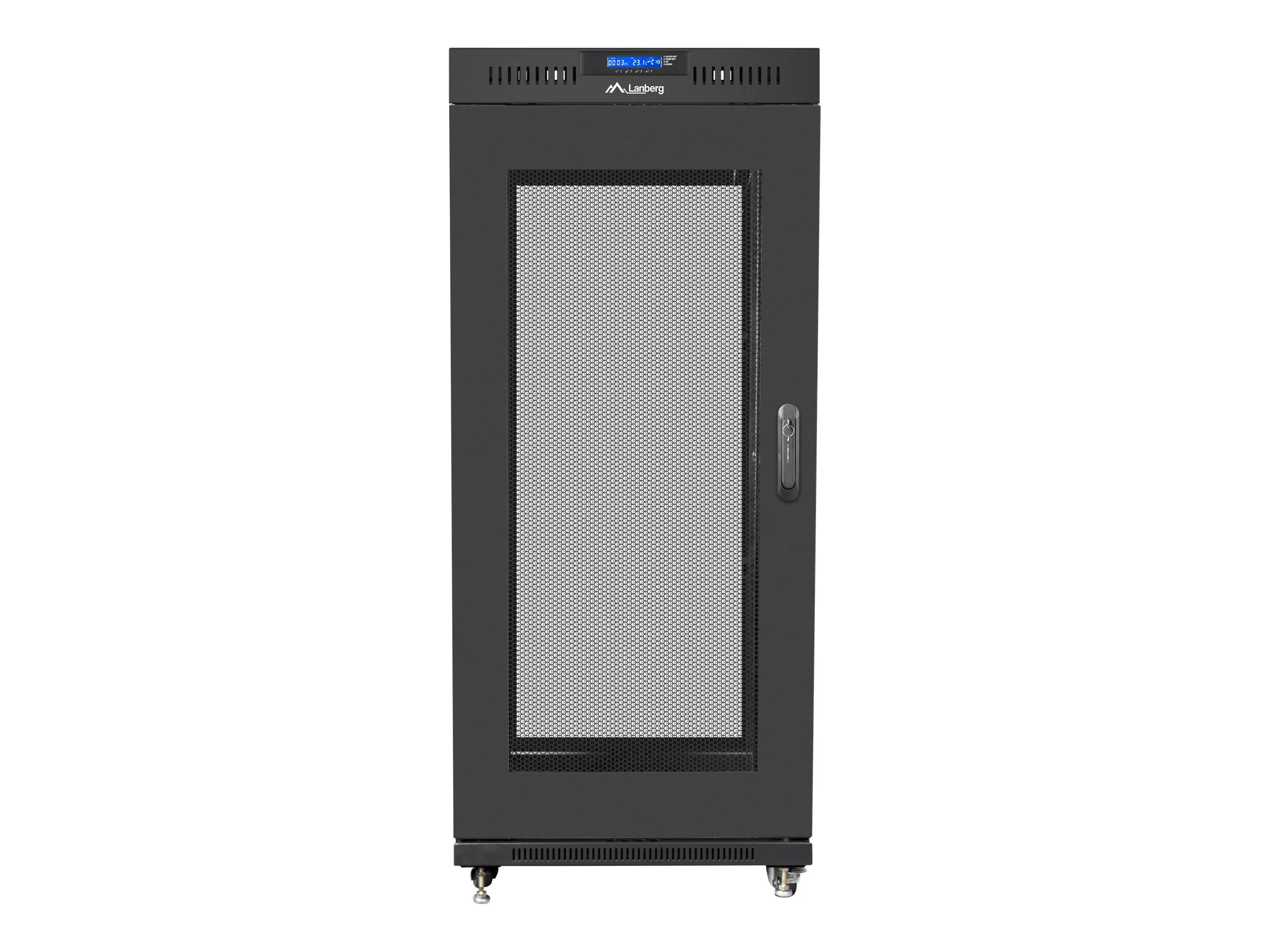 also-ff01-8015-23bl LANBERG free standing rack 19inch cabinet 15U 800×1000 mesh door LCD flat pack black