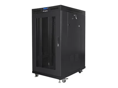 LANBERG FF01-8022-23BL free-standing rack 19inch self-assembly flat pack 22U/800x1000mm black mesh door LCD