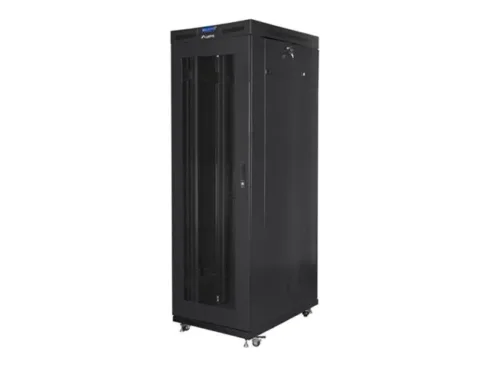 LANBERG FF01-8027-23BL free-standing rack 19inch self-assembly flat pack 27U/800x1000mm black mesh door LCD