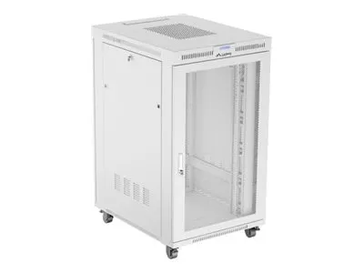 LANBERG free standing rack cabinet 19/27U 800×1000 mesh door LCD flat pack grey