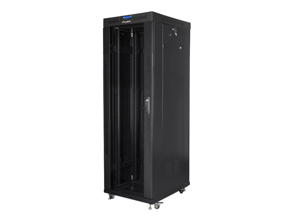 also-ff01-8037-12bl LANBERG free standing rack 19inch cabinet 37U 800×1000 glass door LCD flat pack black