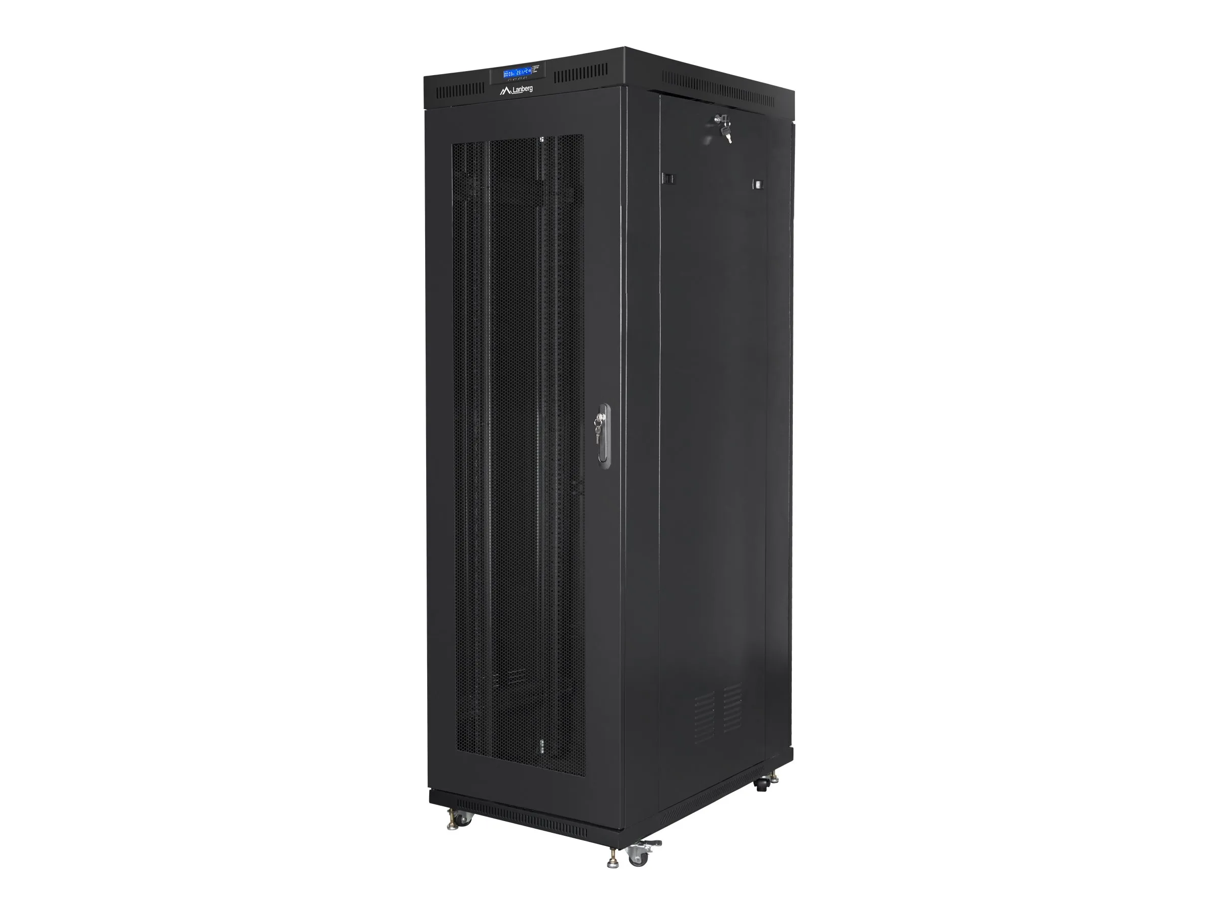 also-ff01-8037-23bl LANBERG free standing rack 19inch cabinet 37U 800×1000 mesh door LCD flat pack black