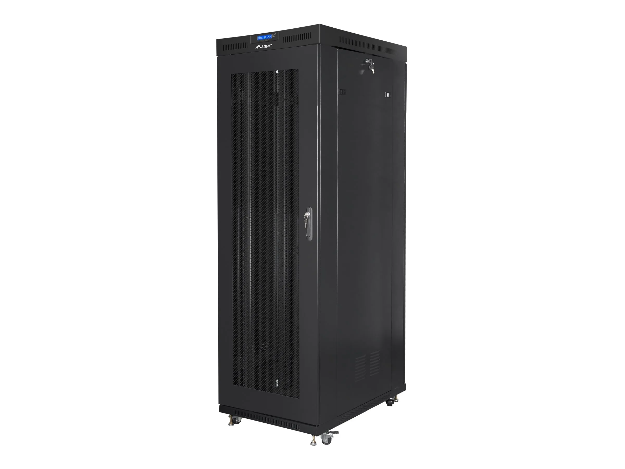 also-ff01-8042-23bl LANBERG free standing rack 19inch cabinet 42U 800×1000 mesh door LCD flat pack black