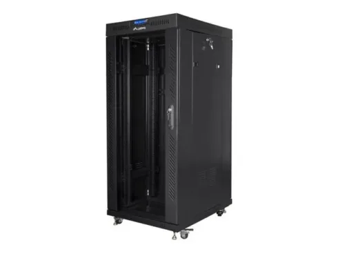 LANBERG FF01-8227-12BL free-standing rack 19inch self-assembly flat pack 27U/800x1200mm black glass door LCD