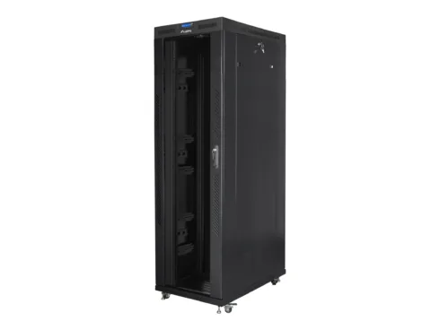 LANBERG free standing rack 19inch cabinet 42U 800×1200 glass door LCD flat pack black