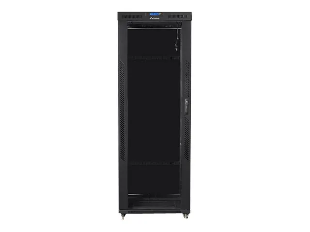 also-ff01-8842-12bl LANBERG free standing rack 19inch cabinet 42U 800×800 glass door LCD flat pack black