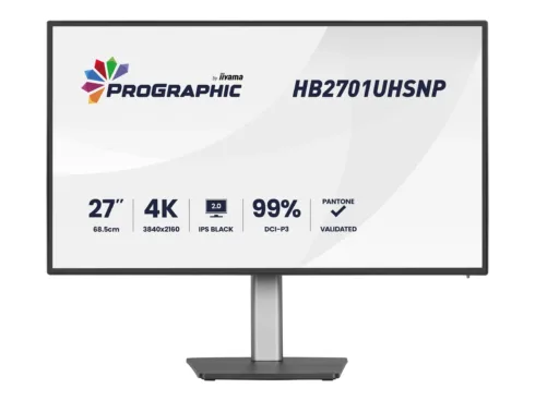 IIYAMA HB2701UHSNP-B1 27inch IPS BLACK 2.0 panel 3840×2160 UHD DCI-P3 99perc Pantone Certified Delta E<2 USB-C Dock LAN/96W PD/DP