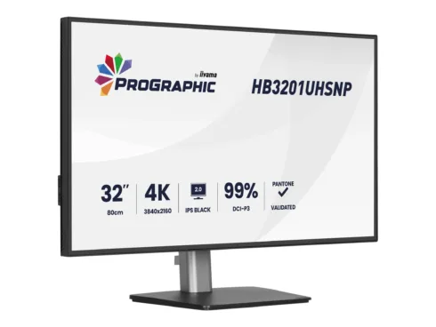 IIYAMA HB3201UHSNP-B1 32inch IPS BLACK 2.0 panel 3840×2160 UHD DCI-P3 99per Pantone Certified Delta E 2 USB-C Dock LAN/96W PD/DP-OUT