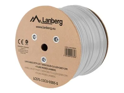 also-lcs7l-11cu-0305-s LANBERG LAN cable SFTP cat.7 305m solid CU LSZH grey CPR fluke passed