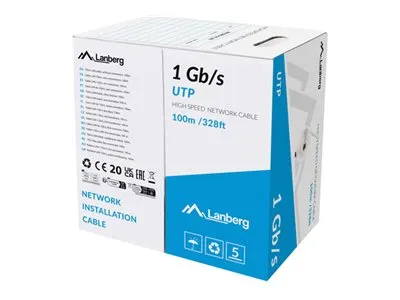 LANBERG Lan Cable 1gb/s 100m Solid CCA Grey