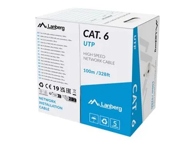 LANBERG LCU6-11CU-0100-S UTP solid cable CU cat. 6 100m gray CPR + Fluke passed