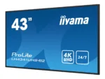 IIYAMA LH4341UHS-B2 43inch 3840×2160 4K UHD IPS panel 1precent Haze Landscape and Portrait mode Speakers 2x 10W VGA 3x HDMI 500cd/m2