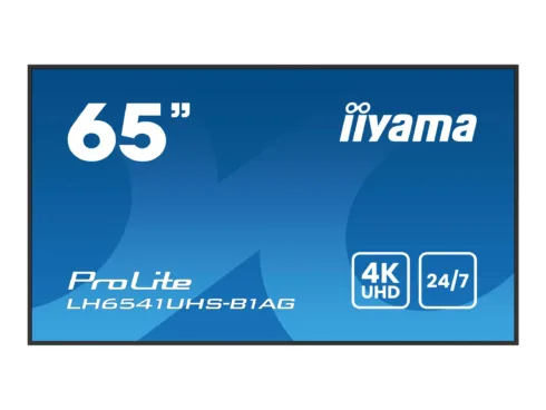 IIYAMA LH6541UHS-B1AG 65inch 3840×2160 4K UHD IPS panel 1perc Haze Landscape and Portrait mode Speakers 2x 10W 3x HDMI