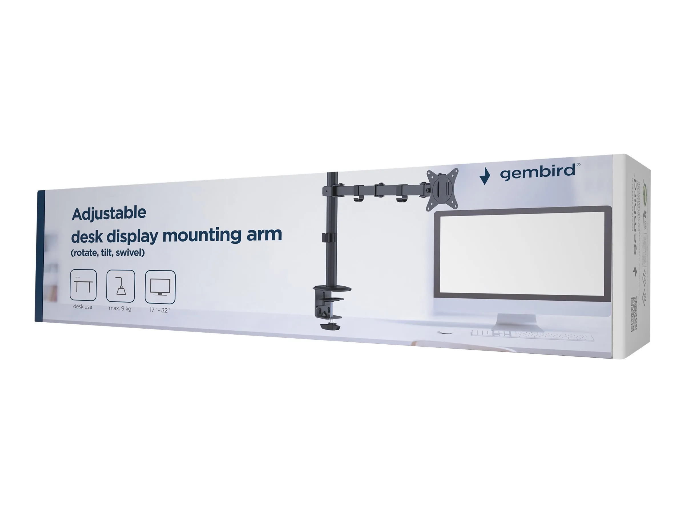 also-ma-d1-01 GEMBIRD MA-D1-01 Adjustable desk display mounting arm -rotate tilt swivel- 17-32inch up to 9 kg