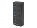 NATEC NHU-1557 Hub USB 3.0 Mantis2 4-ports on/off with AC Adapter Black