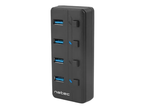 NATEC NHU-1557 Hub USB 3.0 Mantis2 4-ports on/off with AC Adapter Black