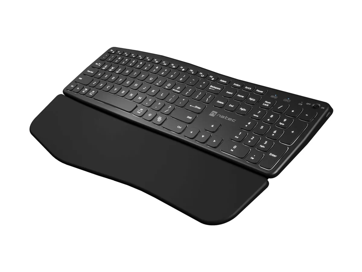 also-nkl-1995 NATEC NKL-1995 PORIFERA BT+2.4GHz Backlit Ergonomic Wireless keyboard US