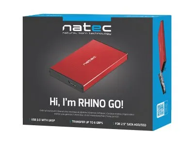 NATEC NKZ-1279 external enclosure RHINO GO for 2.5inch SATA USB 3.0 Red