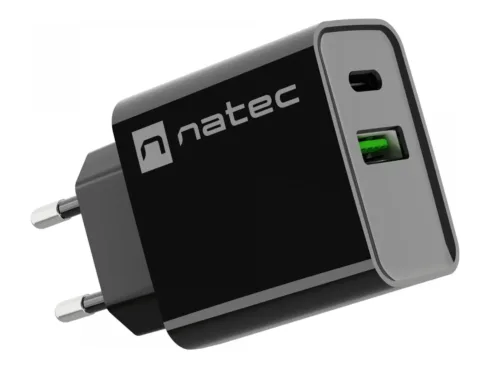 NATEC USB Charger Ribera USB-A+USB-C Power Delivery 20W black