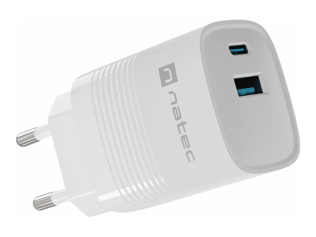 also-nuc-2140 NATEC USB Charger Ribera GaN USB-A+USB-C Power Delivery 30W white