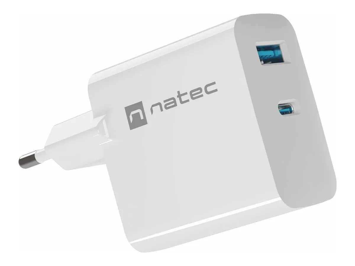 also-nuc-2142 NATEC USB Charger Ribera GaN USB-A+USB-C Power Delivery 45W white
