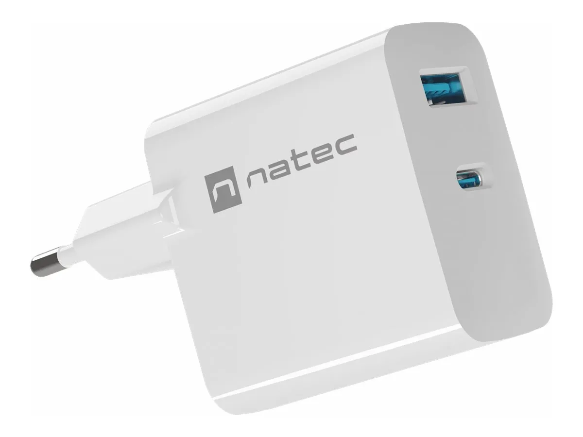 also-nuc-2144 NATEC USB Charger Ribera GaN USB-A+USB-C Power Delivery 65W white