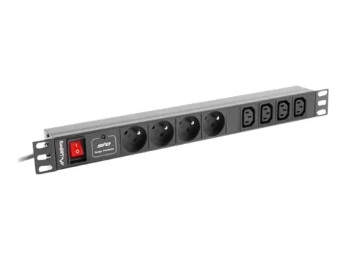 LANBERG PDU-04E04I-0200-BK PDU 1U 16A 8 sockets 4xE-4xIEC 2m Black