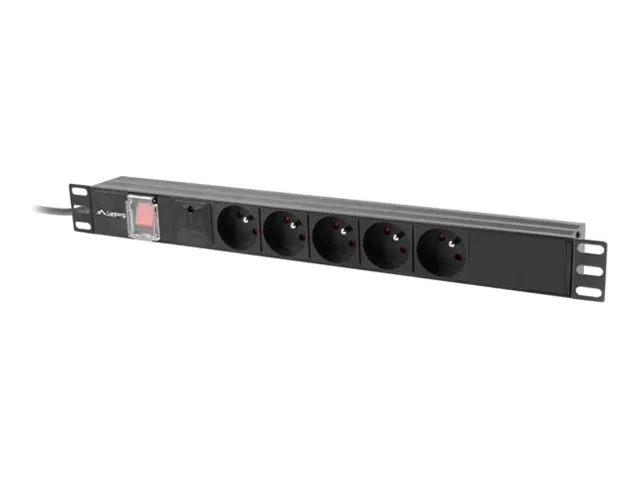 also-pdu-05e-0200-bk LANBERG PDU Power Distribution Unit 19 inch 1U 16A 5x french 2m outlets Black