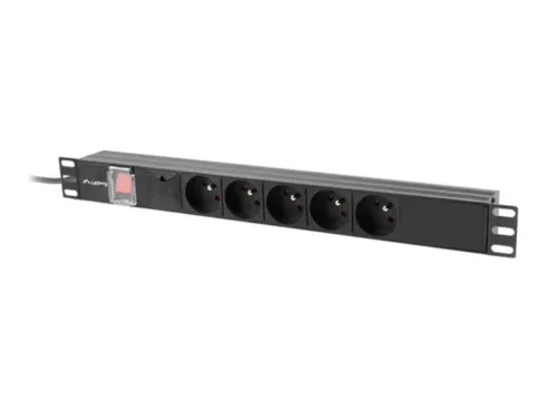 LANBERG PDU Power Distribution Unit 19 inch 1U 16A 5x 230V French Outelts 2M C14 Black