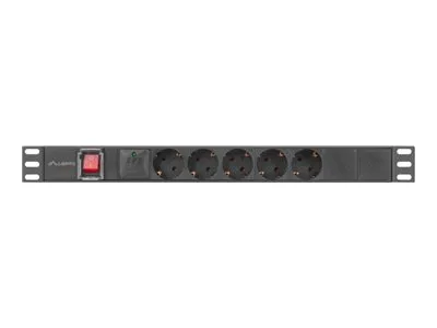 LANBERG Power Distrubution Unit PDU 19 cali 1U 10A 2M 5x Schuko outlets Black c14