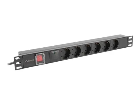 LANBERG PDU-06F-0200-BK Power Distrubution Unit PDU 19inch 1U 16A 2m 6x Schuko outlets black