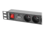 LANBERG PDU-07E-0200-IEC-BK PDU 1U 10A 7 sockets French 2m Black