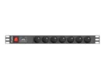 LANBERG PDU-07E-0200-IEC-BK PDU 1U 10A 7 sockets French 2m Black