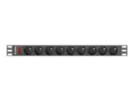 LANBERG PDU-09E-0300-BK PDU 1U 16A 9 sockets uni-schuko 3m Black