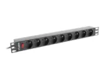 LANBERG PDU-09E-0300-BK PDU 1U 16A 9 sockets uni-schuko 3m Black
