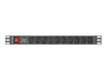 LANBERG PDU-10I-0200-IEC-BK PDU 1U 10A 10 sockets IEC C13 2m Black