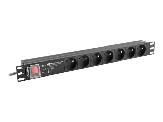 also-pdu-pro-07e-0200-bk LANBERG PDU Rack pro 19inch 1U 16A 7x FR sockets 2m