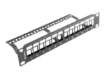 LANBERG patch panel blank 12 port 1U with organizer for keystone modules black