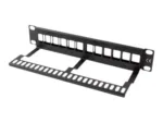 LANBERG patch panel blank 12 port 1U with organizer for keystone modules black