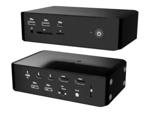 I-TEC Thunderbolt 5 Quattro Display DS 2xTB5 2xHDMI 1×2.5GLAN 1xAudio/Mic 1xUSB-C Gen2 4xUSB-A Gen2 SD+TF Cardreader PD 140W KL